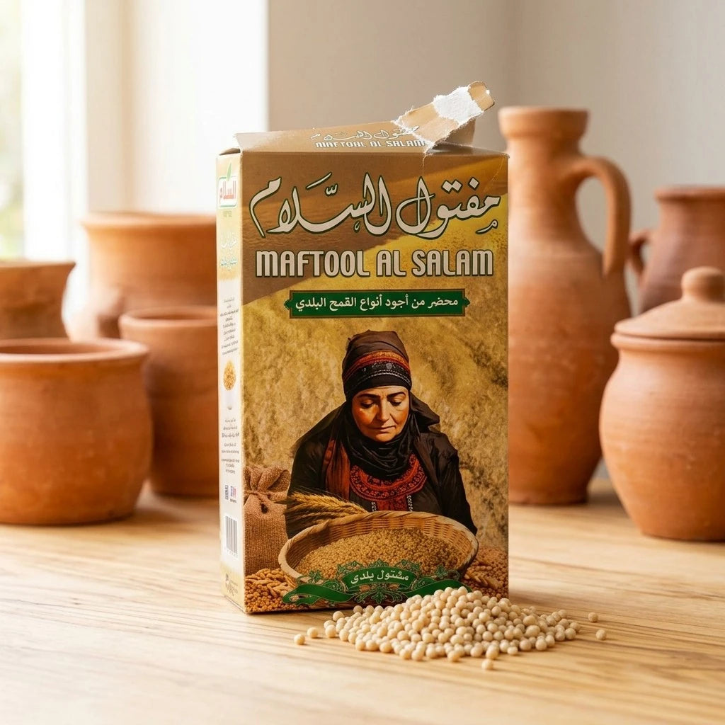 Al Salam Maftool palästinensischer Couscous Packung Seitenansicht