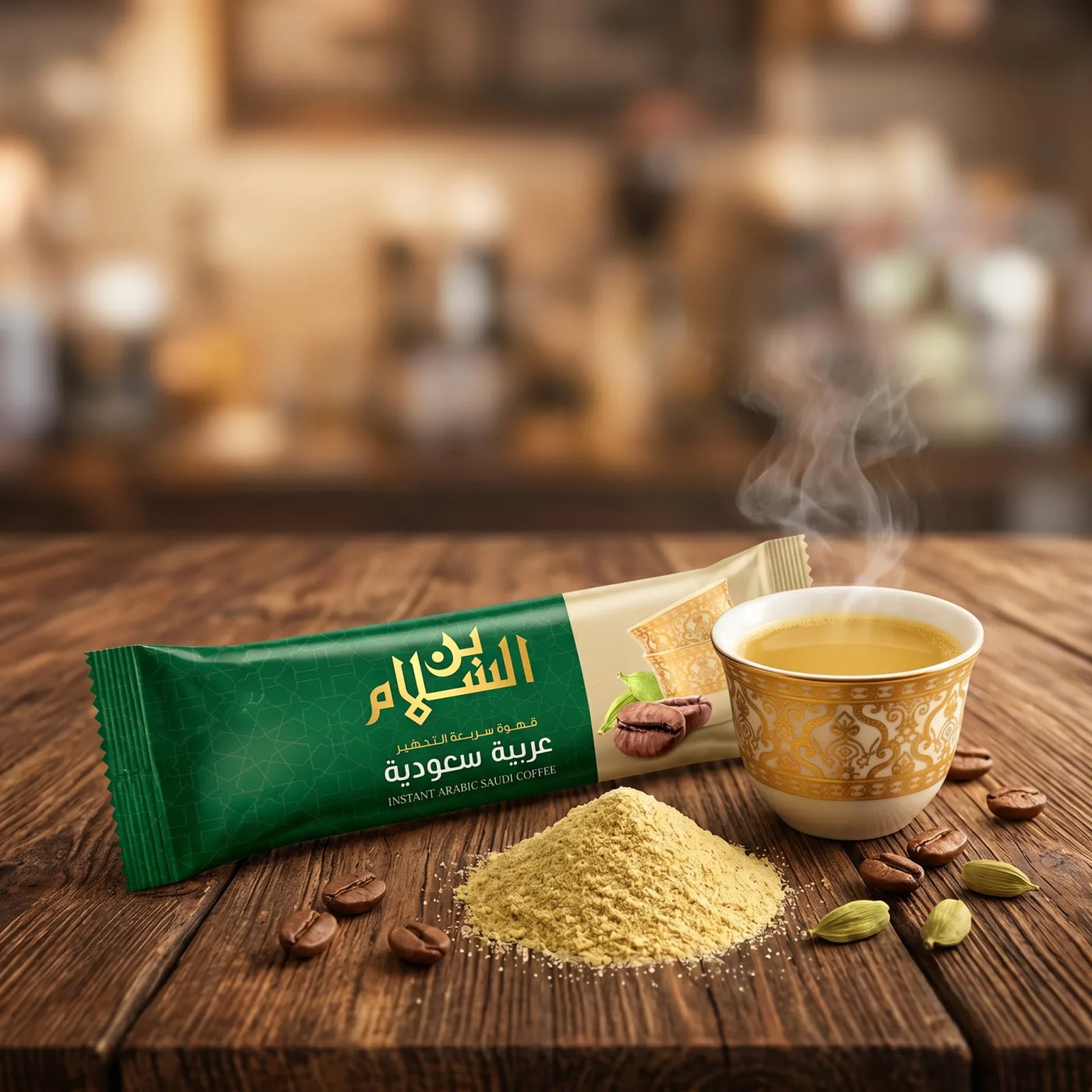 Saudischer Instant-Kaffee Pulver in Tasse